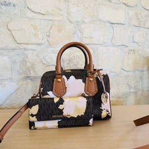 Michael Kors Aria Floral small duffle bag crossbody&wallet NWT Authentic